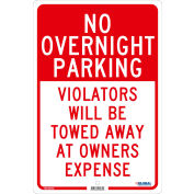 Global Industrial™ No Overnight Parking Violators Will Be Towed, 18x12, .080 Aluminum