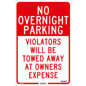 Global Industrial™ No Overnight Parking Violators Will Be Rewed, 18x12, 0,08 Aluminium