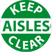 Global Industrial™ Floor Sign, Walk On, Keep Aisles Clear, 17in Dia