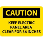 NMC C533PB OSHA Sign, Caution Keep Electric Panel Area Clear For 36 Inches, 10" X 14", Yellow/Black