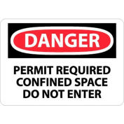 NMC D360RB OSHA signe, Danger permis requis espace confiné n’entrez pas, 10 "X 14", blanc/rouge/noir