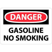 NMC D388P OSHA Sign, Danger Gasoline No Smoking, 7" X 10", White/Red/Black