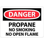 NMC D397RB OSHA Sign, Danger Propane No Smoking No Open Flame, 10" X 14", White/Red/Black
