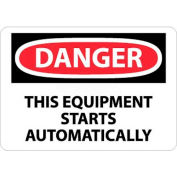 NMC D466P OSHA signe, Danger cet équipement démarre automatiquement, 7 "X 10", blanc/rouge/noir
