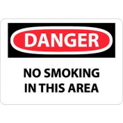 NMC D80RB OSHA Sign, Danger No Smoking In This Area, 10" X 14", White/Red/Black