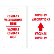 NMC COVID-19 Vaccinations Here, Panneau de plancher double face, anglais / espagnol, 19 X 12
