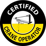 NMC HH105 Hard Hat Emblem, Certified Crane Operator, 2" Dia., White/Yellow/Black