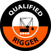NMC HH117 Hard Hat Emblem, Qualified Rigger, 2" Dia., White/Orange/Black