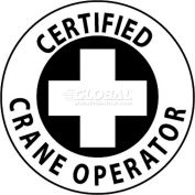 NMC HH34 Hard Hat Emblem, Certified Crane Operator, 2" Dia., White/Black