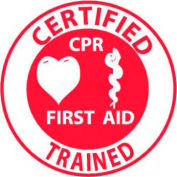 NMC HH65 Hard Hat Emblem, Certified CPR First Aid Trained, 2" Dia., White/Red