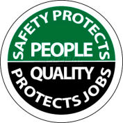 NMC HH80 Hard Hat Emblem, Safety Protects People Quality Protects Jobs, 2" Dia., White/Green/Black
