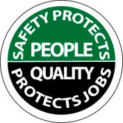 NMC HH80 casque emblème, sécurité protège les gens Quality Protects emplois, 2" dia., blanc/vert/noir