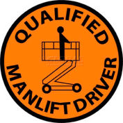 NMC HH83 Hard Hat Emblem, Qualified Man Lift Driver, 2" Dia., Orange/Black