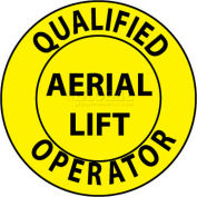 NMC HH84 Hard Hat Emblem, Qualified Aerial Lift Operator, 2" Dia., Yellow/Black