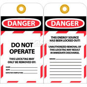 NMC LOTAG36-25 Tags, Danger Do Not Operate, 6" X 3", White/Red/Black, 25/Pk