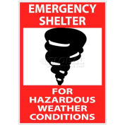NMC M121RB signe, refuge d’urgence pour des Conditions météorologiques dangereuses, 14 "X 10", blanc/rouge/noir