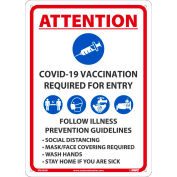 NMC COVID-19 Vaccination Required for Entry Sign, Aluminum, 14 X 10