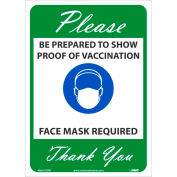 NMC Veuillez montrer un signe de preuve de vaccination, vinyle, 14 x 10, vert