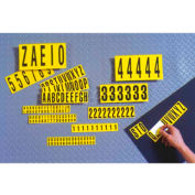 NMC NPS12 Number Card 0-9, 10 Numbers/Card, 1"H, Yellow/Black, Pressure Sensitive Cloth