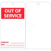 NMC RPT176 Tags, Out Of Service, 6" X 3", White/Red, 25/Pk