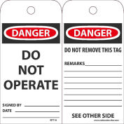 NMC RPT1A Tags, Danger Do Not Operate, 6" X 3", White/Red/Black, 25/Pk