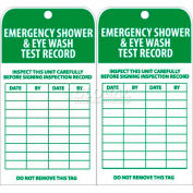 NMC RPT37 Tags, Emergency Shower And Eye Wash Test Record, 6" X 3", White/Green, 25/Pk