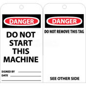 NMC RPT7 Tags, le Danger ne démarrent pas cette Machine, 6 "X 3", blanc/rouge/noir, 25/Pk
