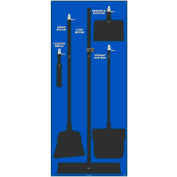 National Marker Janitorial Shadow Board, Blue on Black, Industrial Grade Aluminum - SB101AL