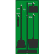 National Marker Janitorial Shadow Board, Green on Black, General Purpose Composite - SB103ACP