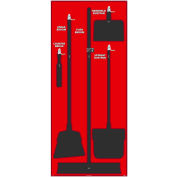 National Marker Janitorial Shadow Board, Rouge sur Noir, General Purpose Composite - SB105ACP