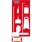 National Marker Cleaning Station Shadow Board, Red/White, 72 X 36, Acp, General Purpose Composite