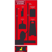 National Marker Cleaning Station Shadow Board, Rouge/Noir, 72 X 36, Aluminium de qualité industrielle
