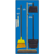 National Marker Janitorial Shadow Board Combo Kit, Blue on White, Industrial Grade Aluminum- SBK102AL