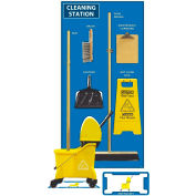 National Marker Cleaning Station Shadow Board, Combo Kit, Bleu/Blanc, 72 X 36, Aluminium