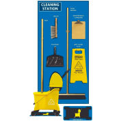 National Marker Cleaning Station Shadow Board, Combo Kit, Bleu/Noir, 72 X 36, Acp, Composite