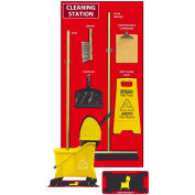 National Marker Cleaning Station Shadow Board, Combo Kit, Rouge/Noir, 72 X 36, Aluminium