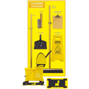 National Marker Cleaning Station Shadow Board, Combo Kit, Yellow/Black, 72 X 36, Aluminum