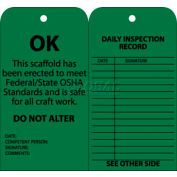 NMC SPT3 Tags, échafaudage Inspection W/oeillet, 6 "X 3", vert, 25/Pk