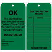 Tags, Ok This Scaffold Has Been Erected To Meet Federal/State OSHA Standards, 6" X 3", Green, 25/Pk