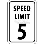 NMC TM17G Traffic Sign, 5 MPH Speed Limit Sign, 18" X 12", White/Black