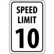 NMC TM18G Traffic Sign, 10 MPH Speed Limit Sign, 18" X 12", White/Black