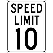 NMC TM18J trafic signe, signe de limite de vitesse MPH 10, 24 "X 18", blanc/noir