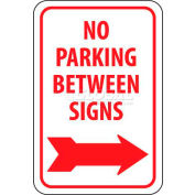 NMC TM30G panneau de signalisation, pas de Parking entre signes W/touche flèche droite, 18 "X 12", blanc/rouge