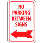 NMC TM31G panneau de signalisation, pas de Parking entre signes W/touche flèche gauche, 18 "X 12", blanc/rouge