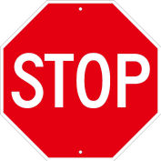 NMC TM34J Traffic Sign, Stop Sign 18", 18" X 18", Blanc