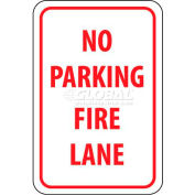 Panneau de signalisation NMC TM3G, « No Parking Fire Lane », 18 po x 12 po, blanc/rouge
