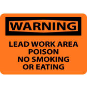 NMC W6RB OSHA Sign, Warning Lead Work Area Poison No Smoking Or Eating, 10" X 14", Orange/Black
