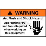 Étiquettes NMC WGA35AP Arc Flash, EPI approprié aux risques d’arc et de choc, 3 » X 5 », QTÉ 5