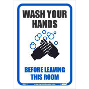 Lavez-vous les mains avant de quitter cet autocollant de chambre, 7" X 10", Adhésif de vinyle