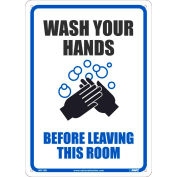 Lavez-vous les mains avant de quitter ce signe de chambre, 10" X 14", plastique